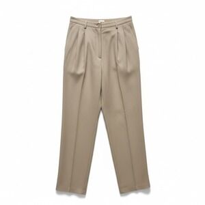 K.B.S. Pleated High Waisted Trousers, Tan Straight Leg Dress Pants, Women's Sz 8